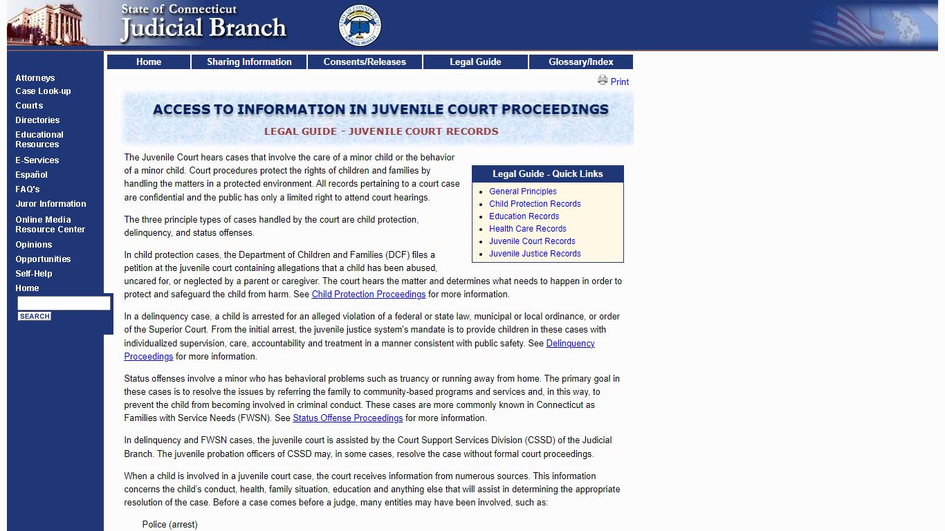 JUVENILE COURT RECORDS - LEGAL GUIDE - ct